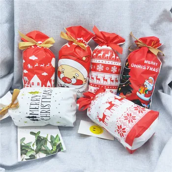 3/10buc Mos craciun Cadou Geanta Candy Bag Fulg de nea Clare Cordon Geanta Crăciun Fericit Decoratiuni pentru Casa Noua Anul 2021 Noel Prezintă