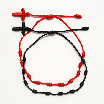 4 stiluri de norocos roșu frânghie brățară handmade țesute brățară amuleta reglabil 7 nod de protecție coarda bărbați și femei cadouri